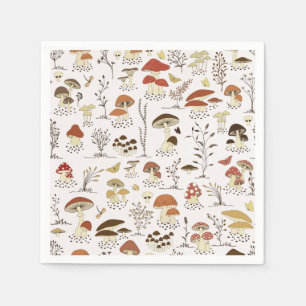 Whimsical Woodland Mushrooms Pattern Napkin