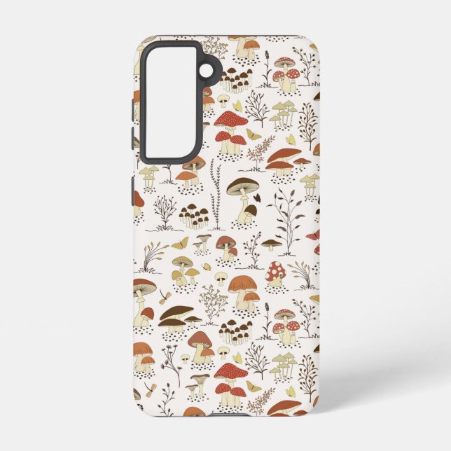 Whimsical Woodland Mushrooms Pattern Samsung Galaxy S21 Case (Back)