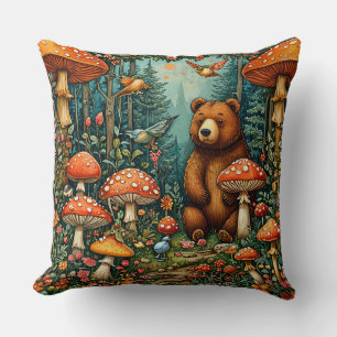 Whimsical Woodland Scene with Cute Animals Cushion