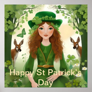 Whimsical Woodland St Patrick’s Day, St Patrick’s  Poster