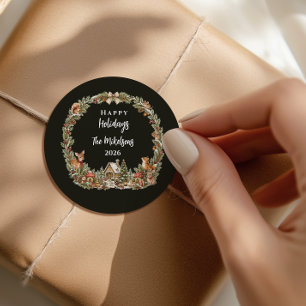 Whimsical Woodland Storybook Christmas Classic Round Sticker