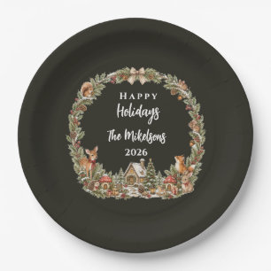 Whimsical Woodland Storybook Christmas Paper Plate