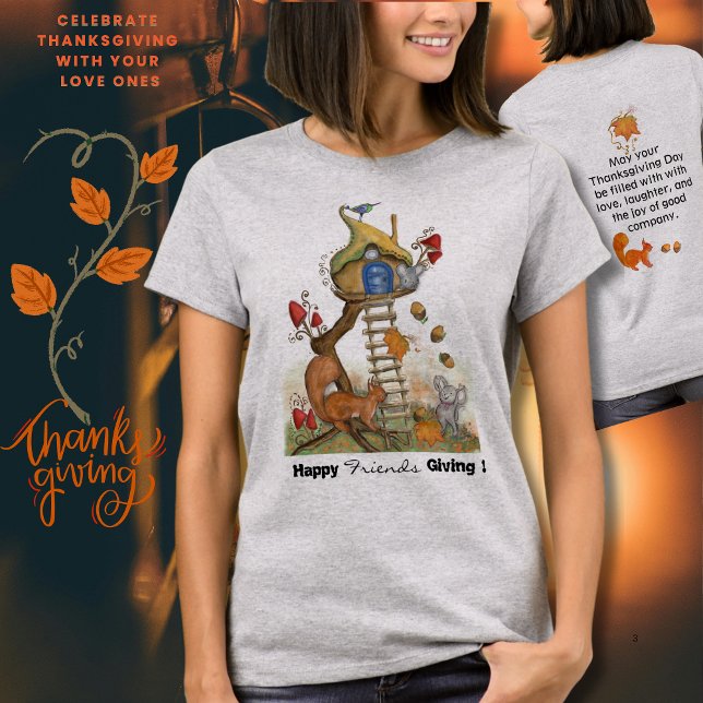 Whimsical Woodland Thanksgiving - Squirrel & Mouse T-Shirt (Whimsical Woodland Thanksgiving - Squirrel & Mouse T-Shirt)