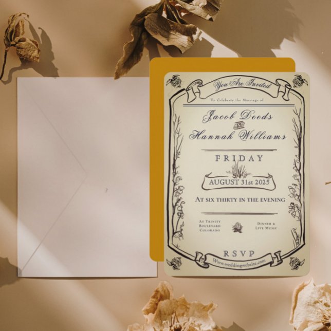 Whimsical Woodland Vintage Styl Wedding Invitation (Creator Uploaded)