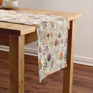 Whimsical Woodland Watercolor Forest Short Table Runner