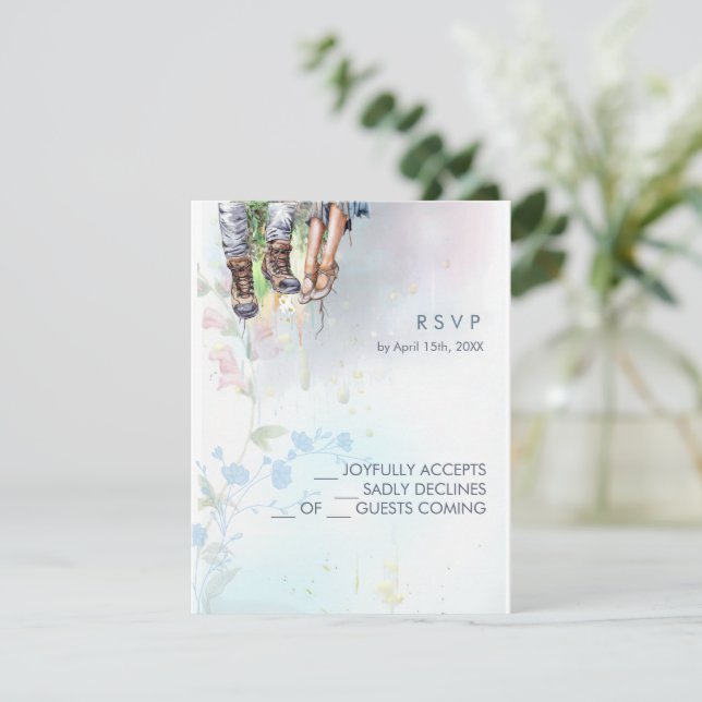 Whimsical Woodland Wildflower Meadow Script RSVP Card (Standing Front)