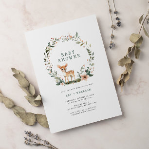 Whimsical Woodland Wreath Baby Shower Invitation