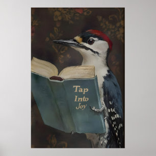 Whimsical Woodpecker Bookworm Art Print