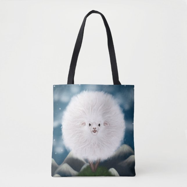 Whimsical Woolly: Silly Super Fluffy Sheep on the  Tote Bag (Front)