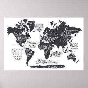 Whimsical World Map Poster