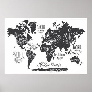 Whimsical World Map Poster