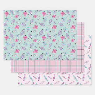 Whimsical Wrapping Paper Set of 3 Sheets