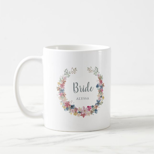 Whimsical Wreath | Bride Coffee Mug (Left)