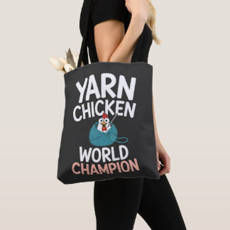 Whimsical Yarn Chicken Crochet Champion Project Tote Bag