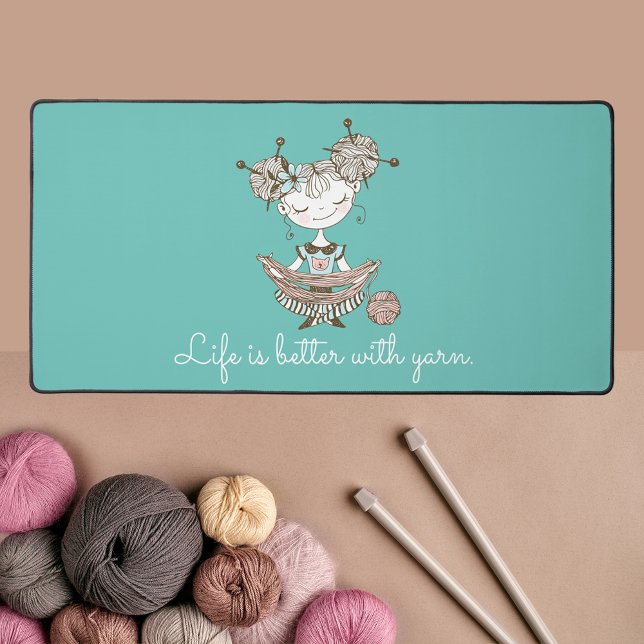 Whimsical Yarn Lover Girl Customisable Desk Mat (Creator Uploaded)