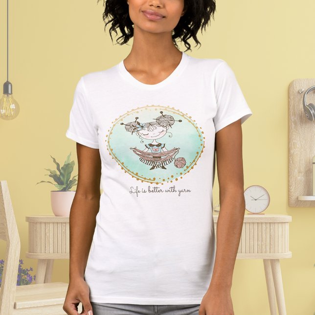 Whimsical Yarn Lover Girl  T-Shirt (Creator Uploaded)