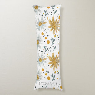 Whimsical Yellow and White Floral Pattern Body Cushion