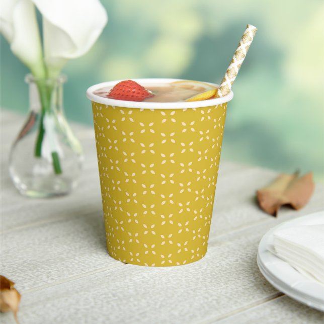  Whimsical Yellow Apple Seed Pattern Baby Shower  Paper Cups (Insitu)