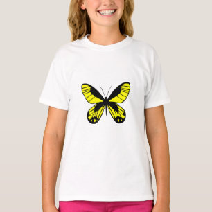 Whimsical Yellow Butterfly Girls Graphic Tee Prett