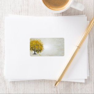 Whimsical Yellow Golden Rod Heart Leafed Tree Label