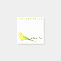 Whimsical Yellow Green Watercolor Budgie Parakeet