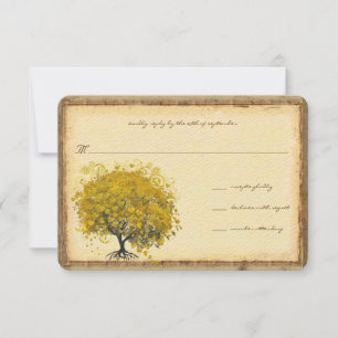 Whimsical Yellow Heart Tree Wedding Invitation