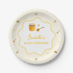 Whimsical Yellow Honey Bee Baby Shower Paper Plate