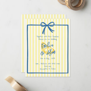 whimsical Yellow italian doodle Bow Wedding Card