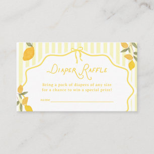 Whimsical Yellow Lemon Baby Shower Diaper Raffle Enclosure Card
