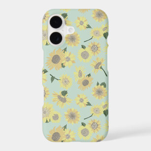 Whimsical Yellow Orange Teal Painted Sunflowers