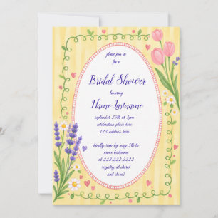 Whimsical Yellow Pink Floral Bridal Shower Invitation