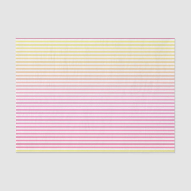 Whimsical Yellow Pink Ombre / Gradient Striped Tissue Paper (Front)