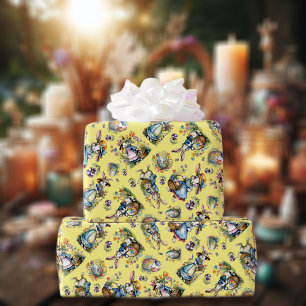 Whimsical Yellow Watercolor Vintage Easter Bunny Wrapping Paper