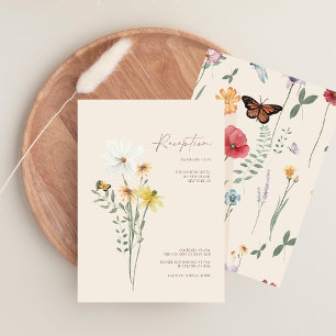 Whimsical Yellow Wildflowers Wedding Reception Enclosure Card