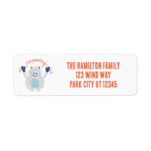 Whimsical Yeti No Peeking Holiday Return Address Label