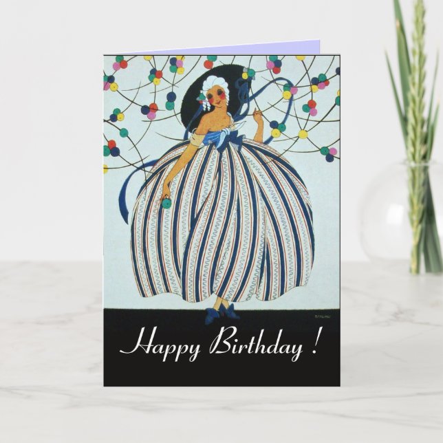 WHIMSICAL YOUNG GIRL / Happy Birthday Card (Front)
