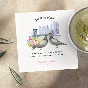 Whimsical You're My Pigeon Wedding Napkin