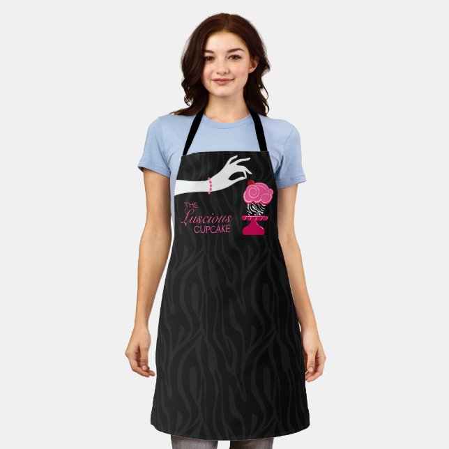 Whimsical Zebra Cupcake Bakery Apron (Worn)