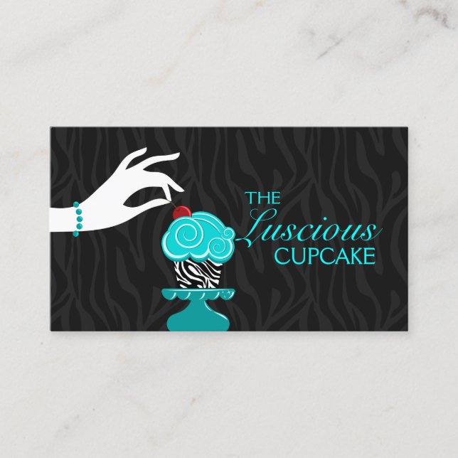 Whimsical Zebra Cupcake Bakery Business Card (Front)
