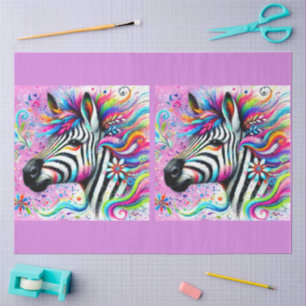 Whimsical Zebra Floral Daisy Decoupage Tissue Paper