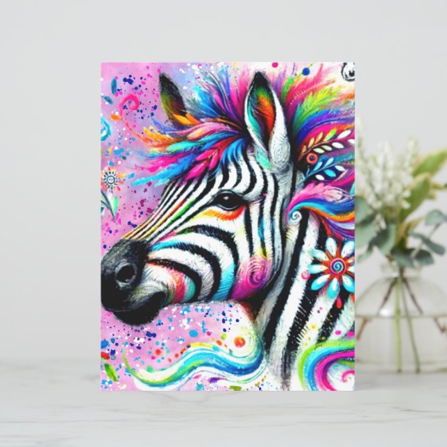 Whimsical Zebra Floral Daisy Scrapbook Paper (Standing Front)