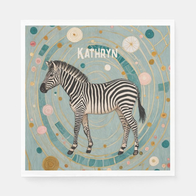 Whimsical Zebra Personalized Napkin (Front)