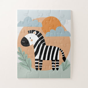 Whimsical Zebra Scandinavian Influenced Jigsaw Puzzle