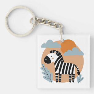 Whimsical Zebra Scandinavian Influenced Key Ring