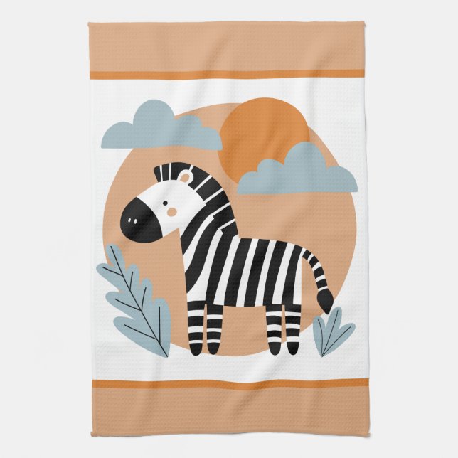 Whimsical Zebra Scandinavian Influenced Tea Towel (Vertical)