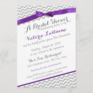 Whimsical Zigzag Purple Bridal Shower Invitation