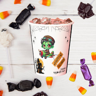 Whimsical Zombie Pilot Aeroplane Kids Halloween  Paper Cups