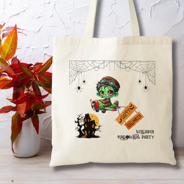 Whimsical Zombie Pilot Aeroplane Kids Halloween  Tote Bag (Creator Uploaded)