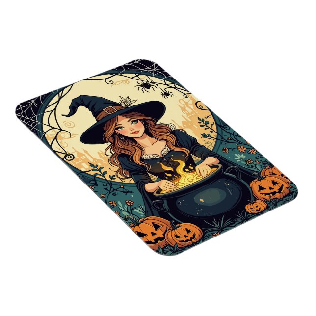 Whimsically Enchanting Witch With Spiders  Magnet (Right Side)