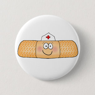 Whimsicla Band Aid Bandage with Nurse Hat Cute 6 Cm Round Badge